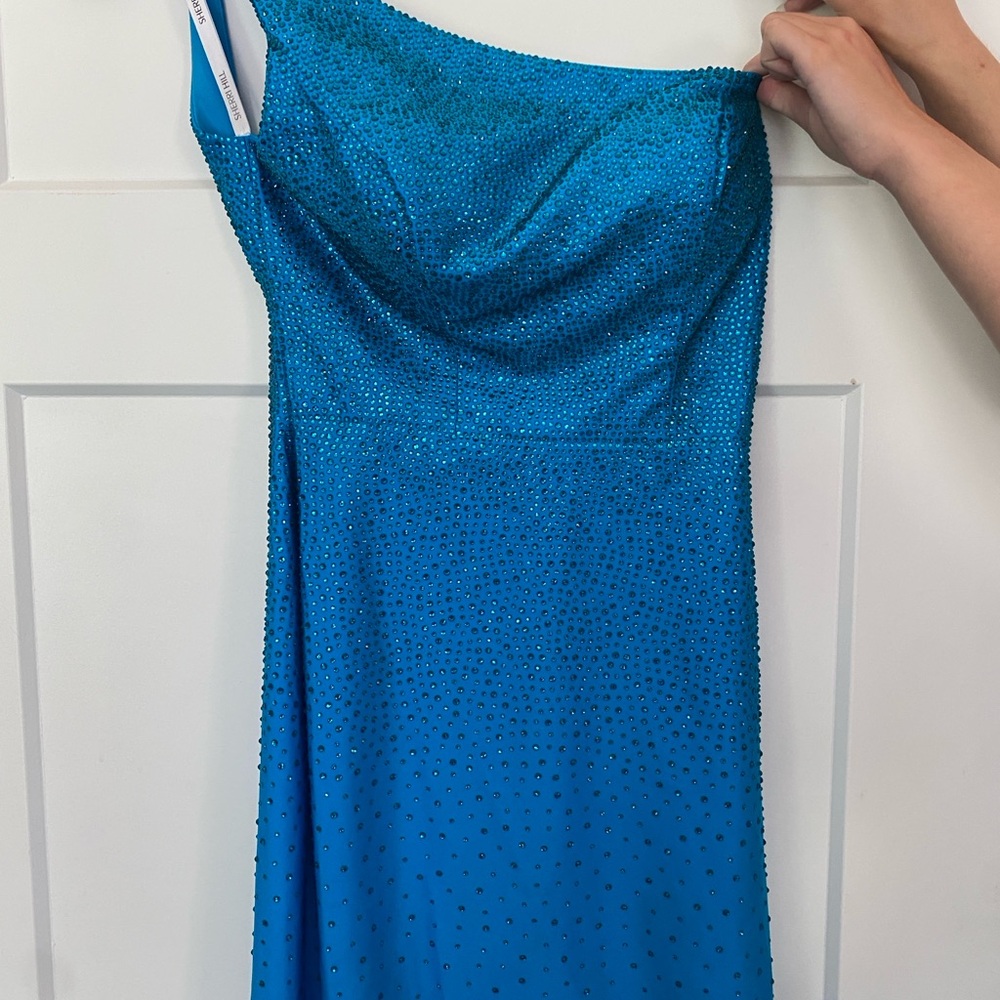 Elegant Blue One-Shoulder Dress Sherri Hill 55199